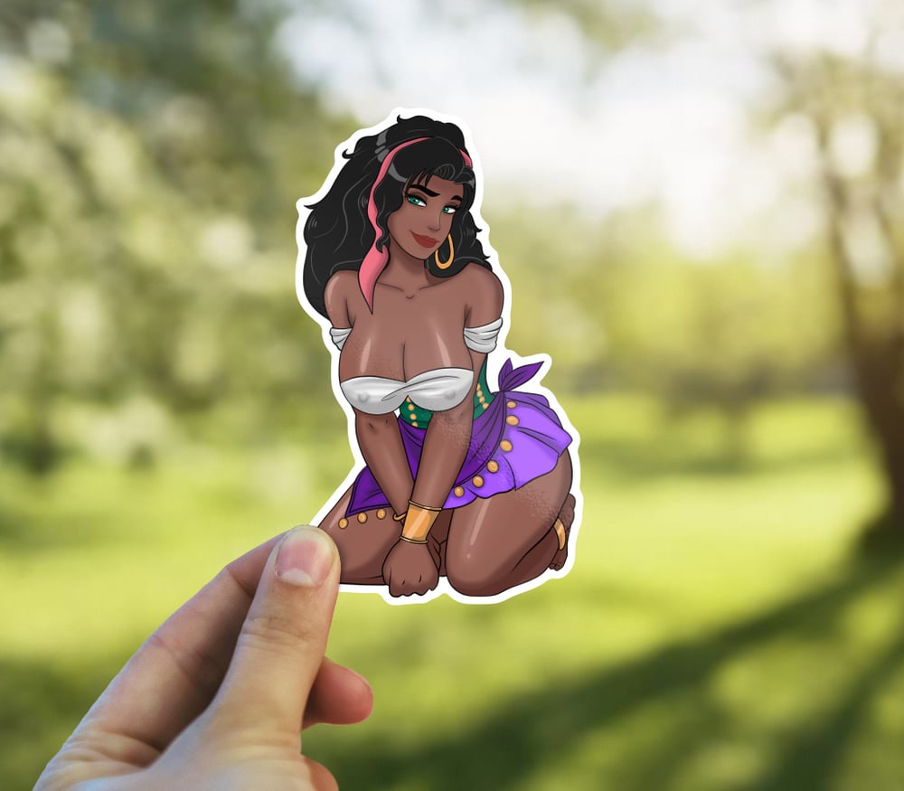 Image of Sexy Esmeralda Sticker, Hunchback of Norte Dame, Pinup Stickers, Ecchi Decal