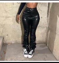 Leatherr stacked pants 