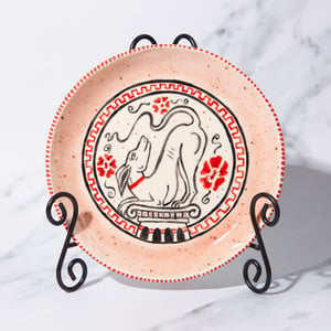 Image of Hand-built Painted Stoneware Decorative Plate - Pink Crackle