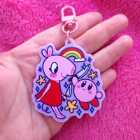 Image 1 of Peppa and Kirby with Knives Keychain