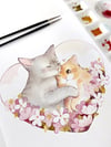 Cats in love | watercolor art print