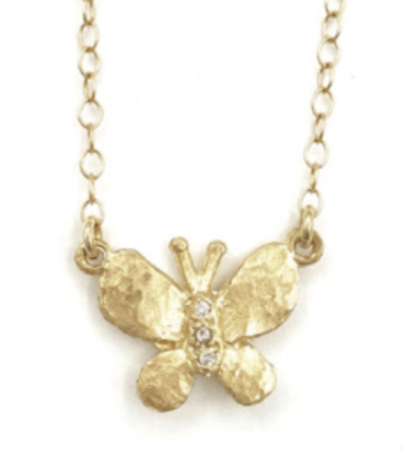 14 kt and Diamond Butterfly Necklace - Image 1 of 1