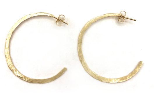 Image of 14 Kt Hammered Hoops (3 sizes)