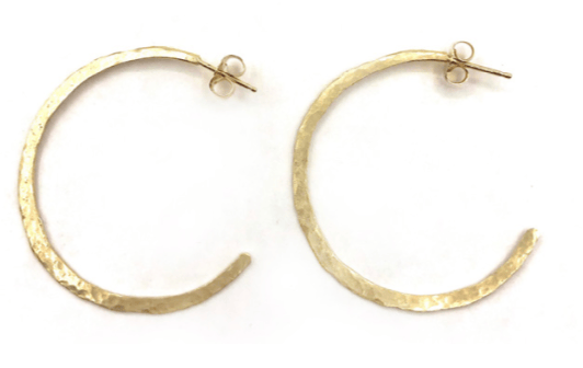14 Kt Hammered Hoops (3 sizes) - Image 1 of 1