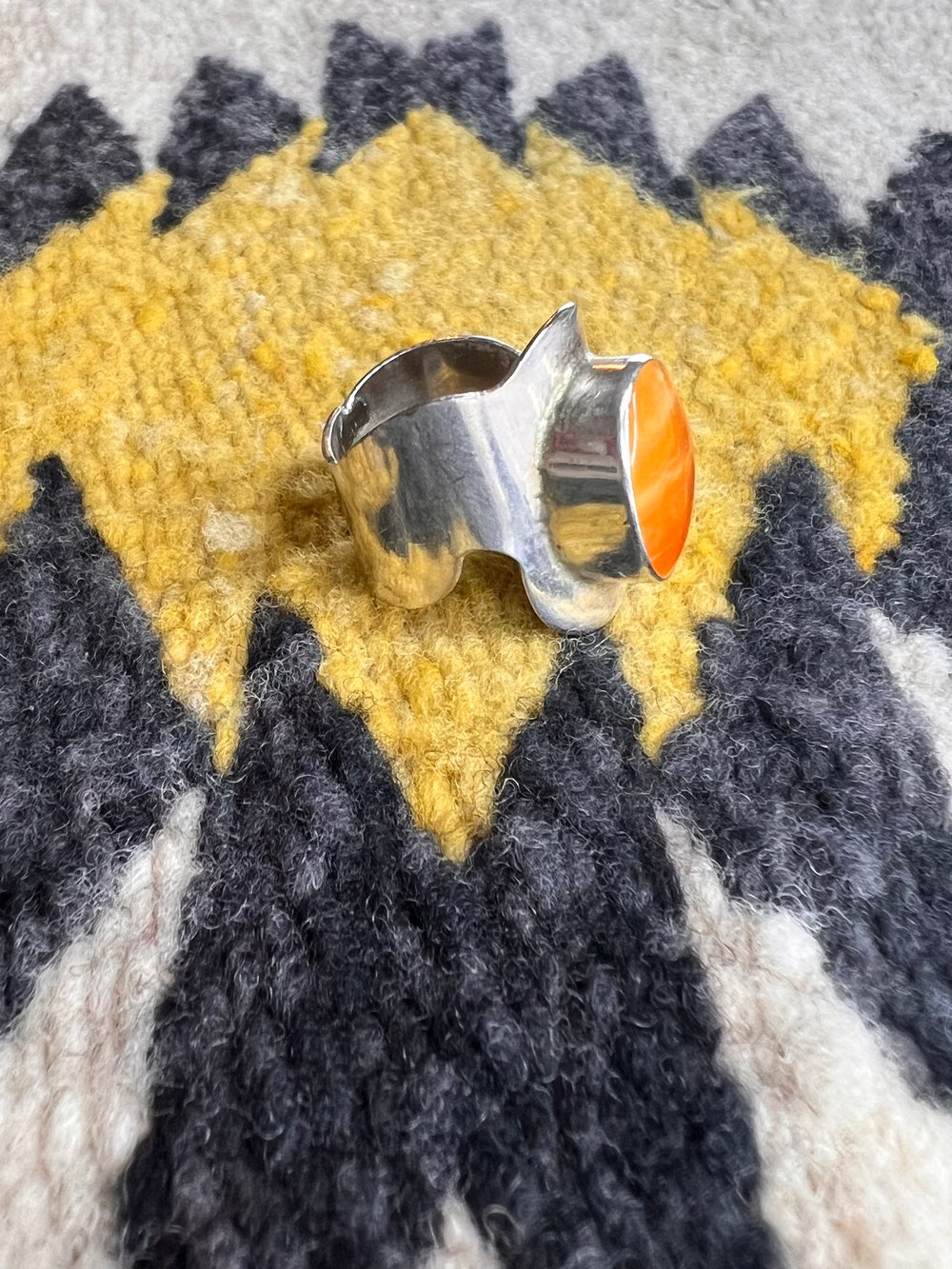 Abstract Sterling with Orange Aventurine Ring (7.25)