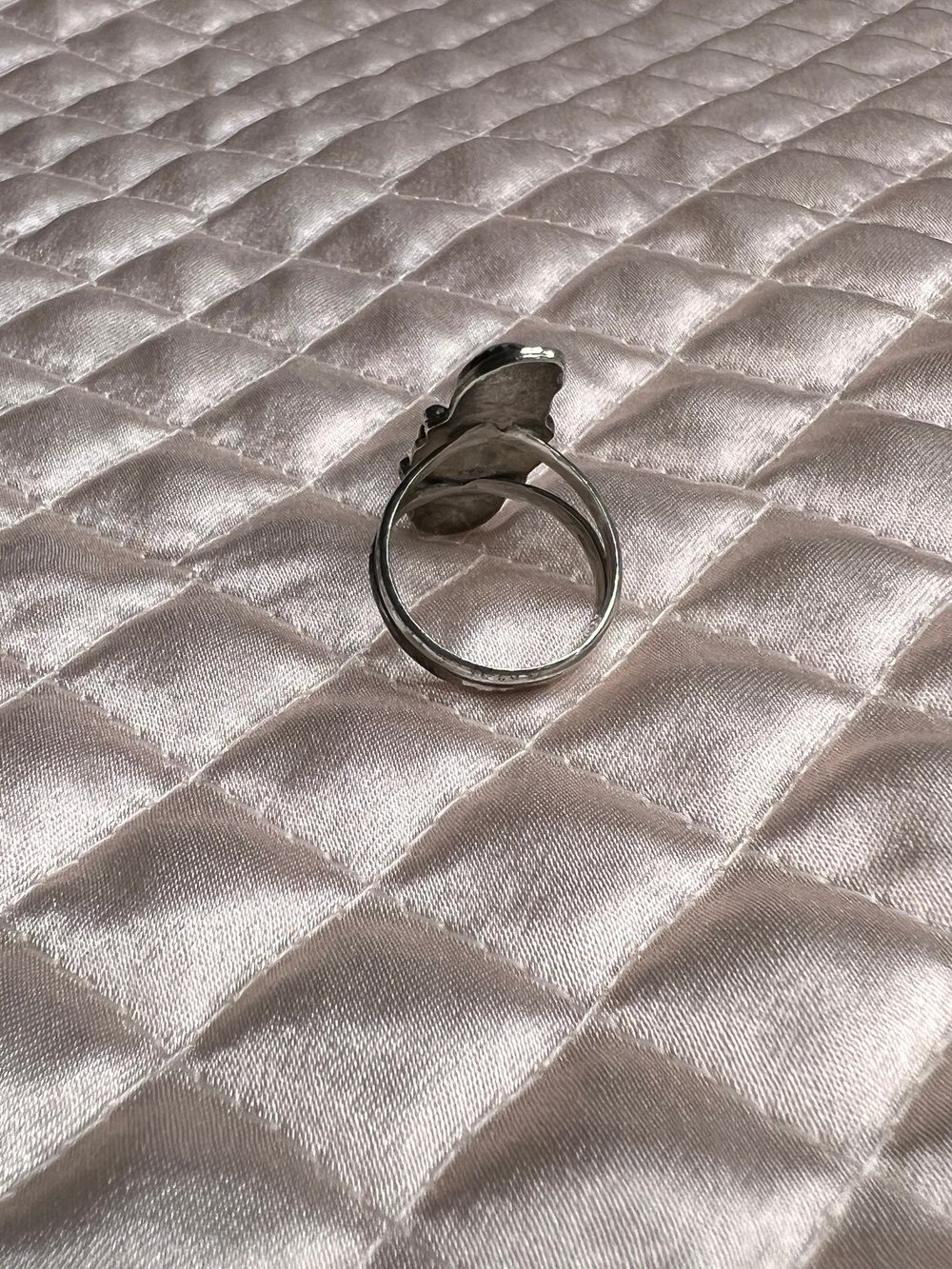 Sterling with Double Rose Quartz Ring (7.5)