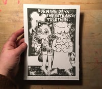 Image 1 of BURN DOWN PATRIARCHY! No. 2 Original A5 Linocut Print 