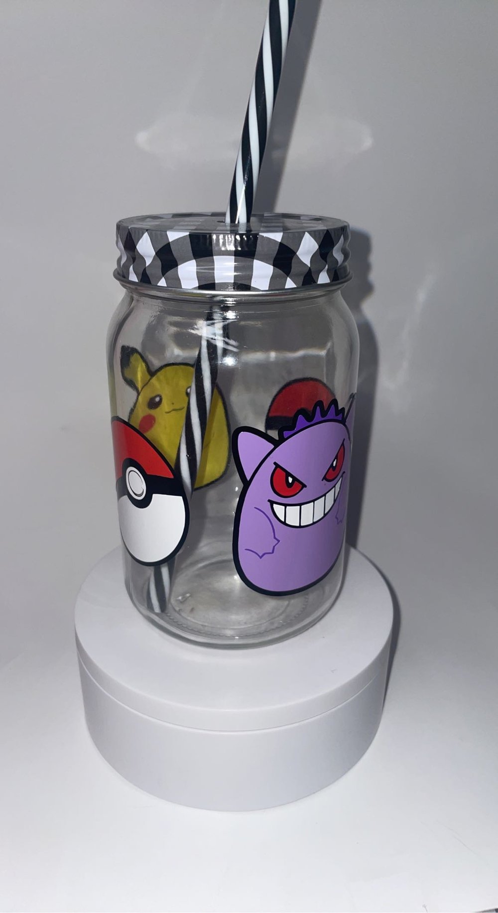 Pokemon Squishmallow Glass Cup + Lid + Straw