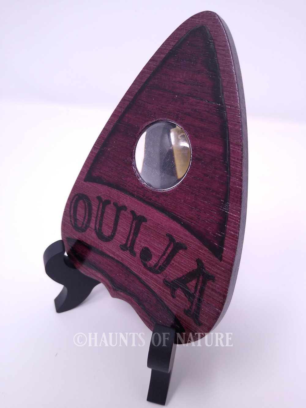 Wood Burned Ouija Planchette: "OUIJA" (Purple Heartwood)