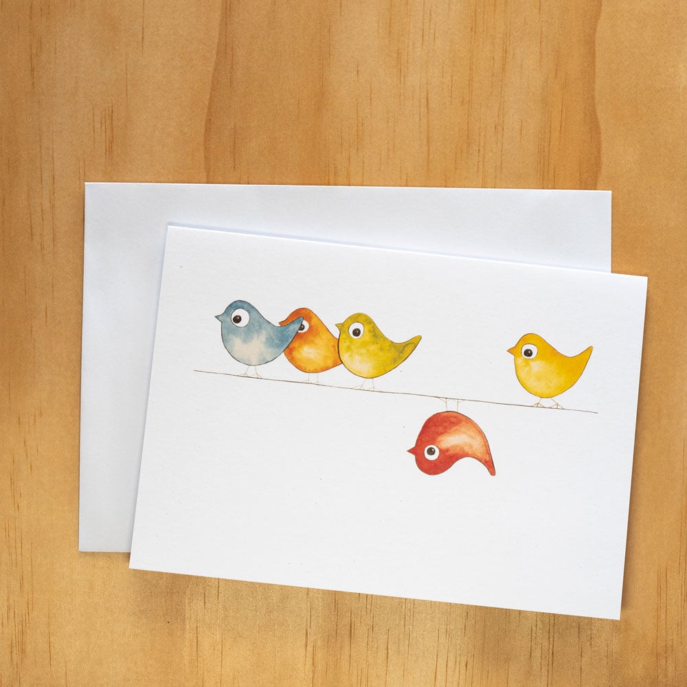Image of Greeting card - Birds on a wire