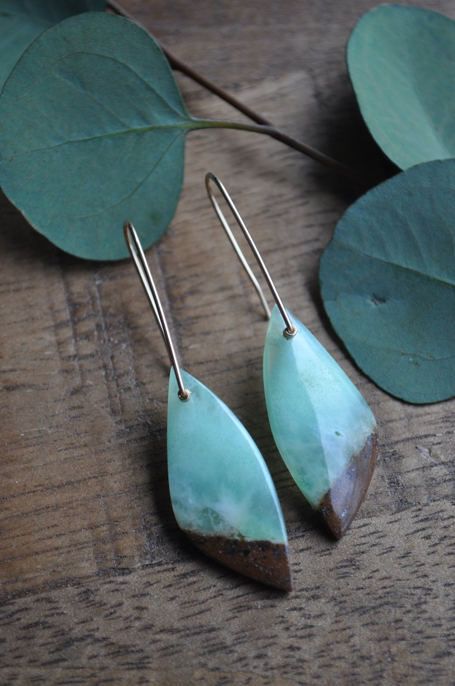 Image of One of a kind Bi-Color Chrysoprase Wing Dangles