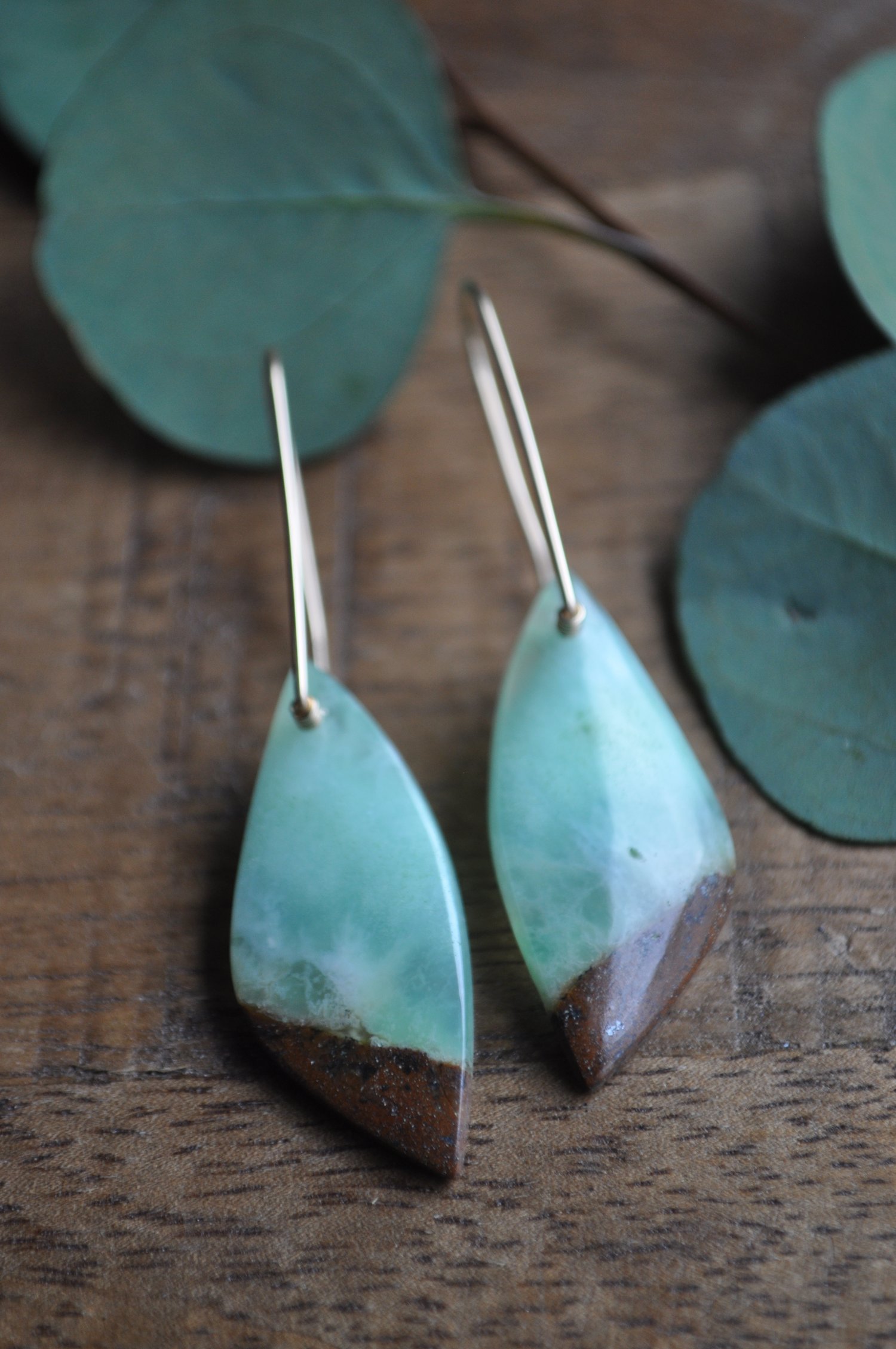 Image of One of a kind Bi-Color Chrysoprase Wing Dangles
