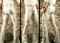 Image 2 of #6 MEN'S WHITE HOLOGRAPHIC LACE UP PANTS