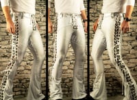 Image 1 of #6 MEN'S WHITE HOLOGRAPHIC LACE UP PANTS