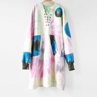 Image 1 of laced up tie dye tiedye patchwork dyed courtneycourtney adult L large sweatshirt dress pullover