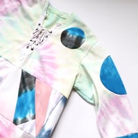 Image 2 of laced up tie dye tiedye patchwork dyed courtneycourtney adult L large sweatshirt dress pullover