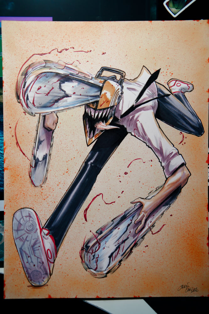 Image of Chain Saw Man Denji 9x12 Ink and Marker