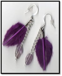 Amethyst and Feather Earrings