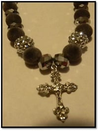 Image 2 of Velvet and Silver  Beaded Cross Necklace