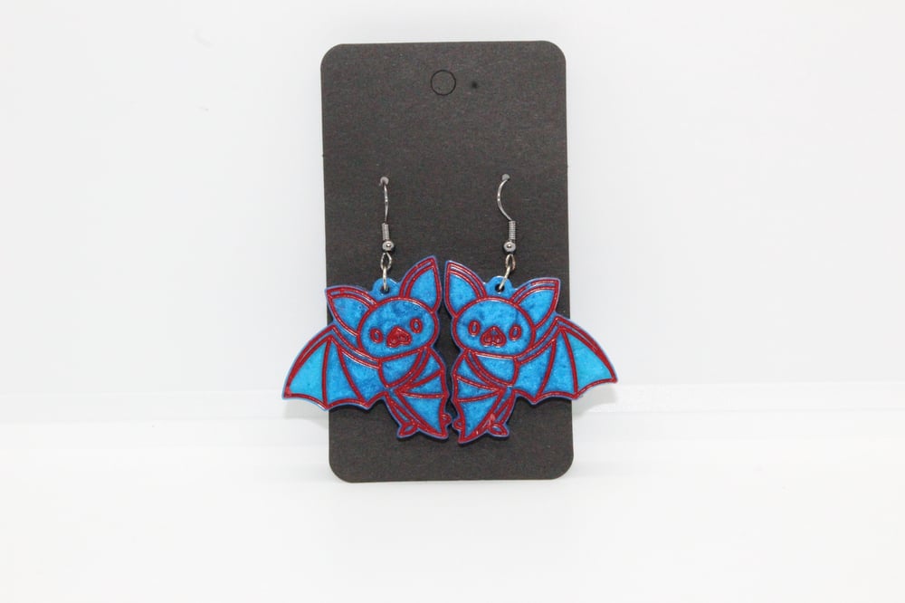 Image of Bloody Blue Bat Earrings