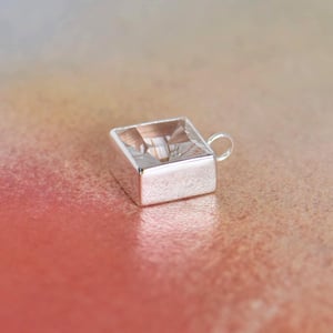 Image of 'Light Catcher' Clear Quartz special faceted cut square shape silver necklace