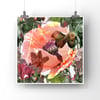 floral art print collage, Distorted nature