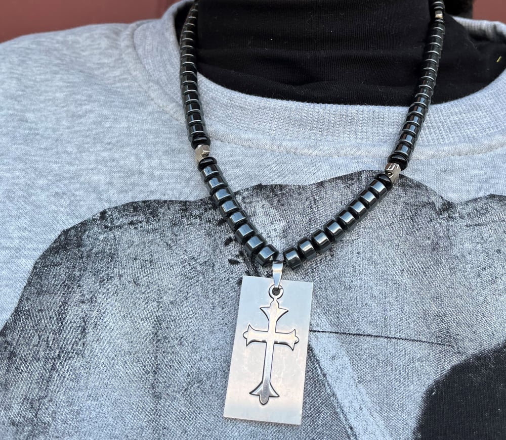 Celtic Cross Hematite Necklace