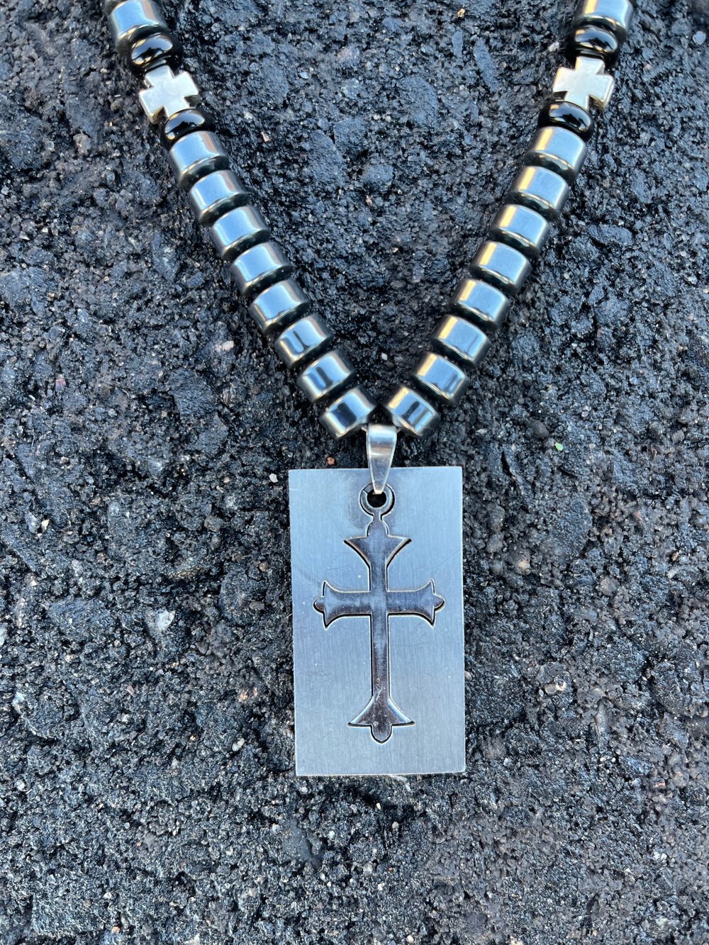 Celtic Cross Hematite Necklace