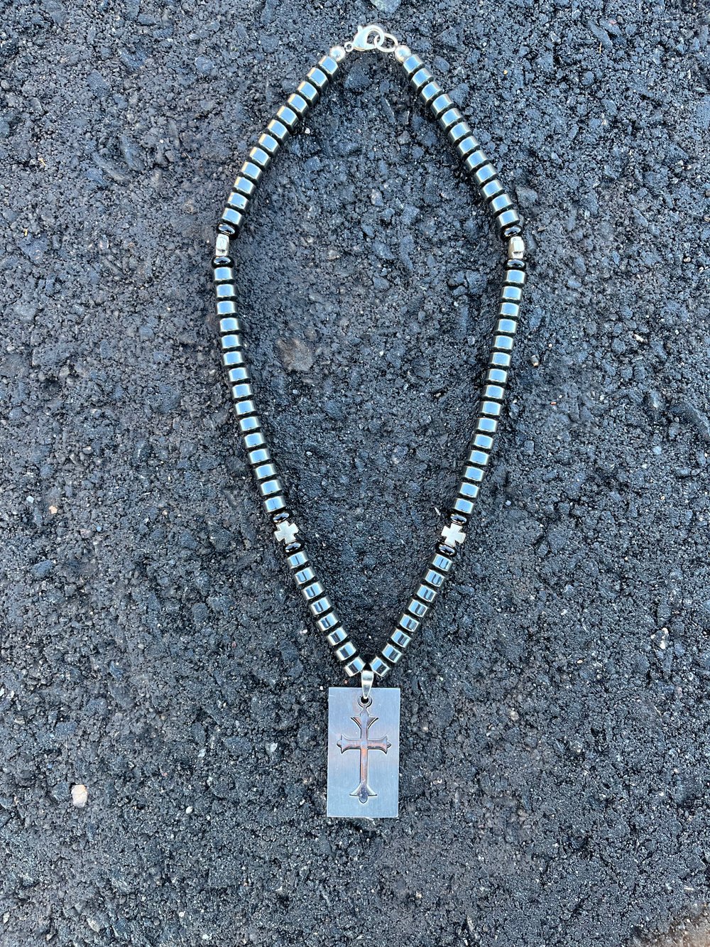 Celtic Cross Hematite Necklace