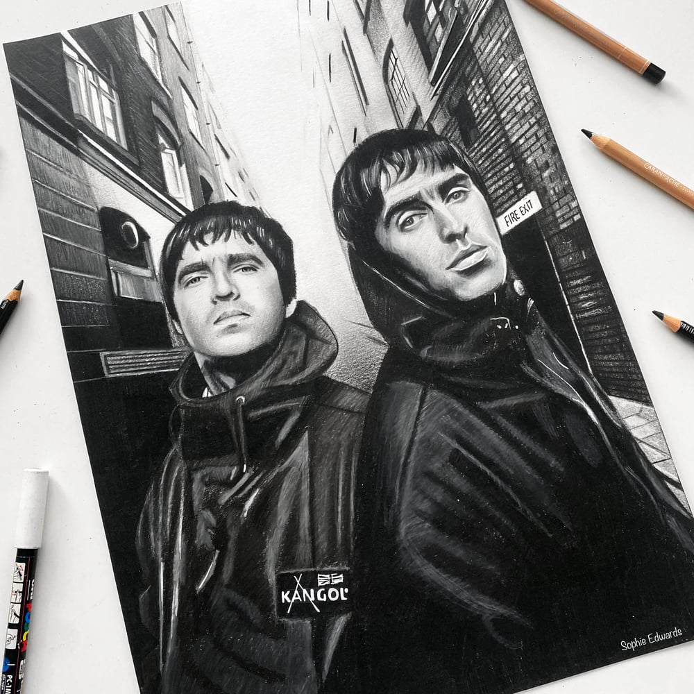 Image of Liam & Noel Gallagher Black & white Print