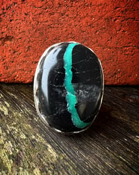 Image 2 of WL&A Handmade Old Style Black Buffalo Ingot Medicine Ring - Size 10