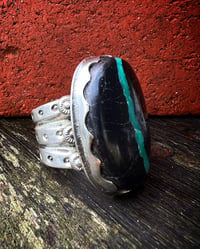 Image 1 of WL&A Handmade Old Style Black Buffalo Ingot Medicine Ring - Size 10