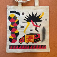 Image 1 of Hot dog/brick bum tote bag