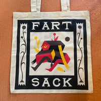 Image 1 of Fart sack/laser eyes tote bag