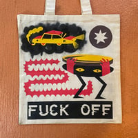 Image 1 of Fuck off/kilroy dog tote bag