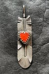 Coral Heart Feather Pendant (Men's and Women's)