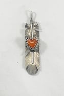 Coral Heart Feather Pendant (Men's and Women's)