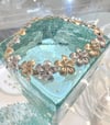 14k solid gold diamond Hawaiian plumeria bracelet 