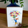 carte lapin avec bouquet