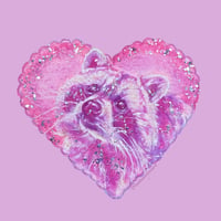 Raccoon Valentine Embellished Art Print