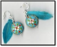 Aqua Feather Earrings