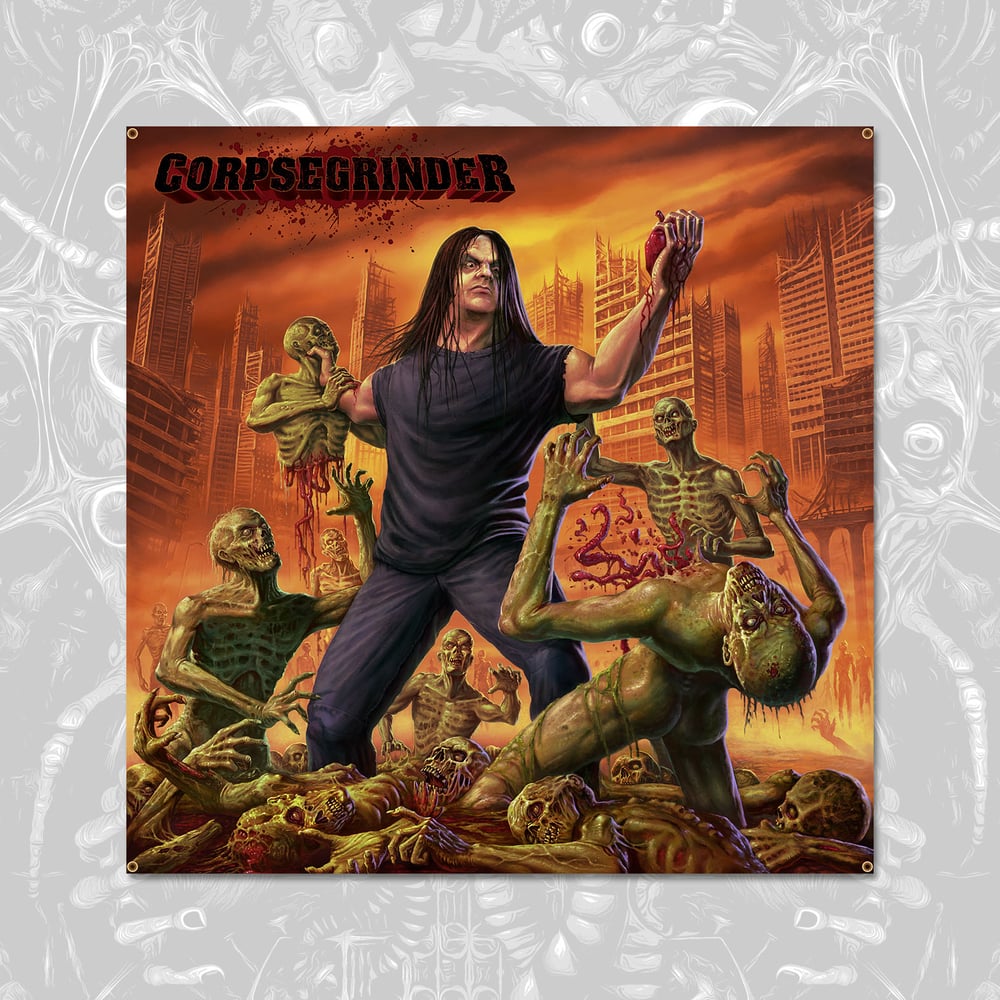 CORPSEGRINDER LP (SIGNED BY GEORGE) + 4X4 FT WALL FLAG