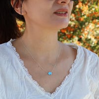 Image 2 of Handmade Blue Opal Elephant Pendant Necklace | Dainty Charm Choker Opal Necklace for Women Girls