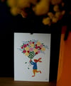 carte lapin avec bouquet