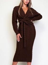 Image 2 of Cable Knit Wrapped Dress