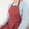 NEW! Potters/Artists Apron, Split Leg, Canvas Pleated Pinafore Tie Apron Dusty Red Terracotta No14:2