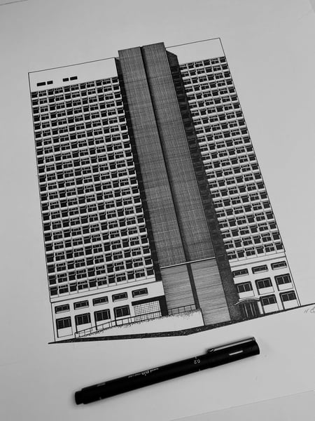 Image of Highland House. Manchester. Original Drawing.