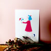 Carte petite fille avec bouquet de cœurs