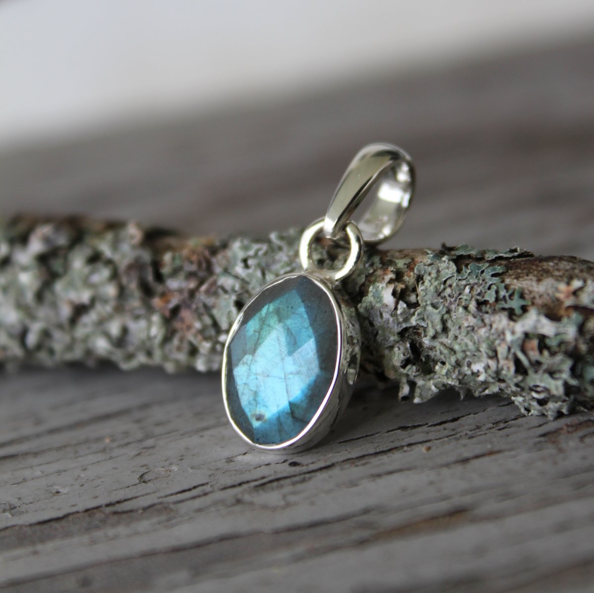 Image of Hush Oval - Faceted Labradorite Pendant in Sterling Silver 
