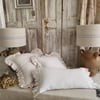 Frilled antique French Linen Cushion. - Large